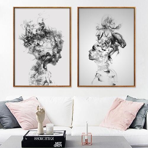Abstract Personality Smoked Boys and Girls Wall Art Nordic Posters and Prints Canvas Painting for Living Room Modern Home Decor