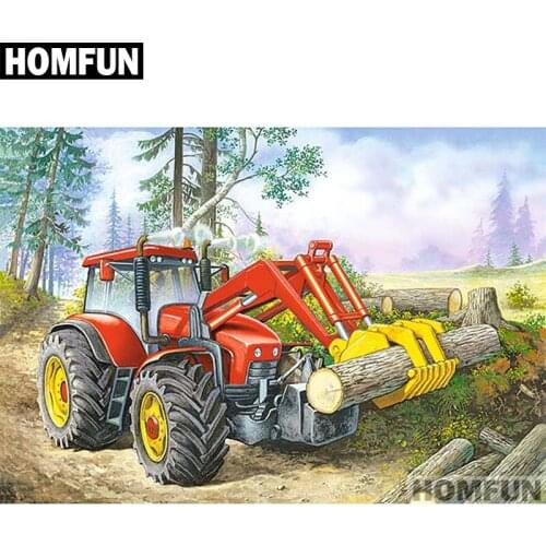 HOMFUN Full Square/Round Drill 5D DIY Diamond Painting "Cut the tree car" Embroidery Cross Stitch 5D Home Decor Gift A01721
