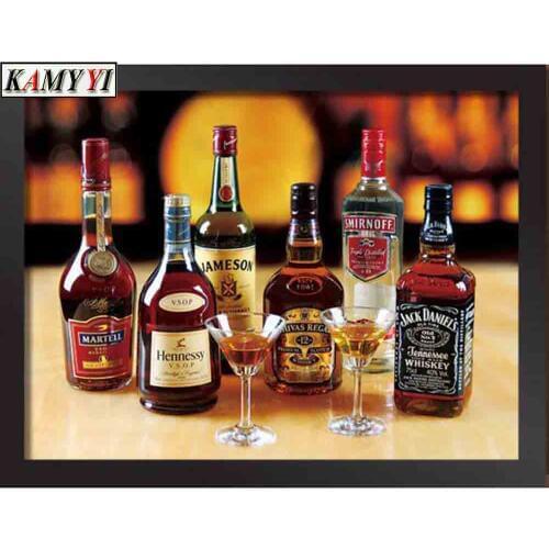 New Diy 5D Diamond Painting Wine Cross Stitch Diamond Embroidery Wine Bottle Full Drill Resin Diamond Mosaic Kitchen home Decor
