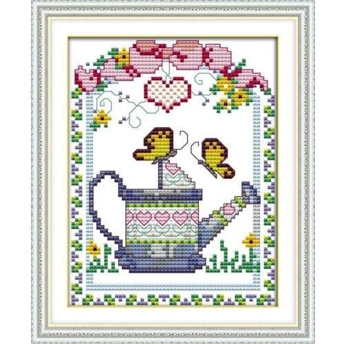 Joy Sunday Spray kettle loving heart pattern counted printed canvas DMC 14CT Chinese Cross Stitch kit needlework embroidery Sets
