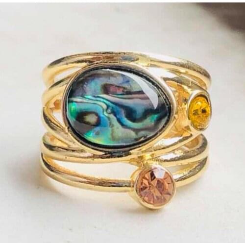 Colorful Moon Stone Setting Ring Gold Color Twine Design Ring Woman Finger Accessories For Woman Cocktail Party Jewelry Gifts