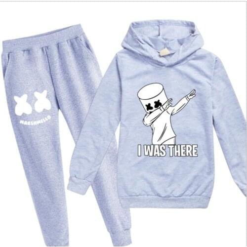 Childrens Clothing Hooded Sports Suits Cartoon Print Hoodie Spring Long-Sleeved Hooded Sweatshirt 2-Piece Casual Suit 2-16Y