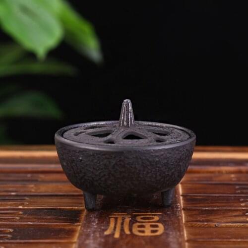 Home Black Cast Iron Lotus Shaped Aroma Diffuser Frame Incense Burner Creative Aromatherapy Plate Censer Fragrance Smoke Stove