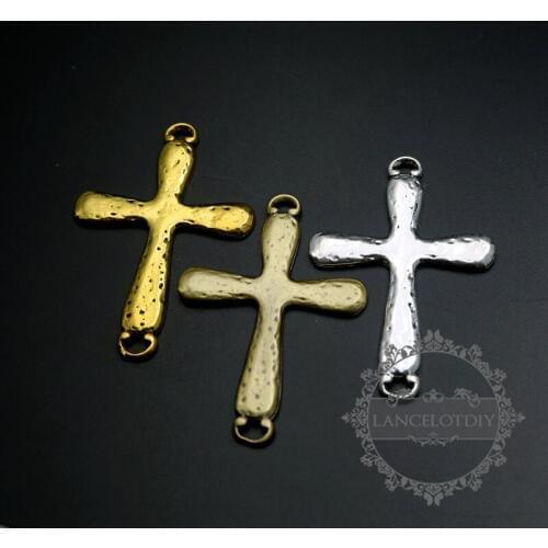 35x50mm vintage style antiqued silver,antiqued gold,bronze brass big cross double ring connector pendant charm bracelet supplies