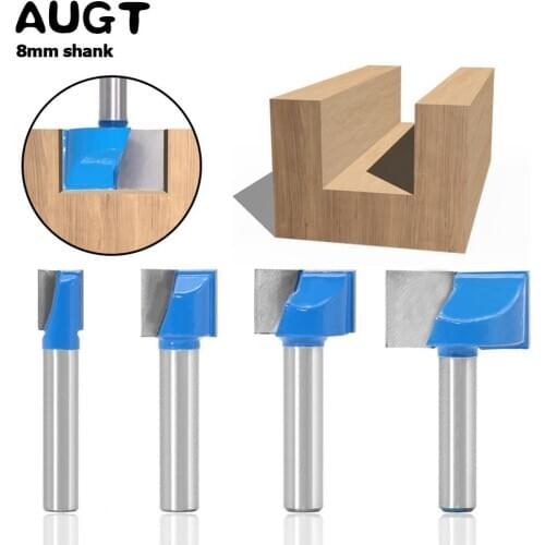 AUGT 8mm Shank Cutters Cleaning Bottom Engraving Bit Solid Wood Carbide Router Bits Woodworking Tools CNC Milling Cutter Endmill