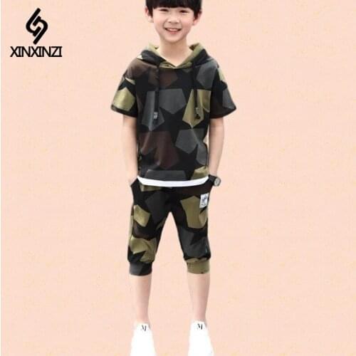 Boys Summer Kids Clothes Sets for Boys 8 10 12 14Year Kids Short Sleeve Cotton T-shirt & Pants Kids Clothing Teenager Sport Suit