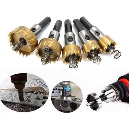 5pcs HSS 6542 Titanium Coated Hole Sawtooth HSS Hole Saw Cutter Drill Bit Set 16/18.5/20/25/30mm