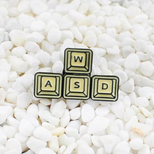 Computer keyboard four buttons WASD Enamel brooch Gaming keyboard operation button badge Denim backpack leather pin