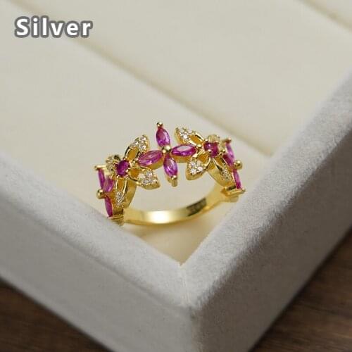 Hot sales in Europe and the wreath ring fashion 925 sterling silver nobility ms rose zircon gold crystal jewelry gifts