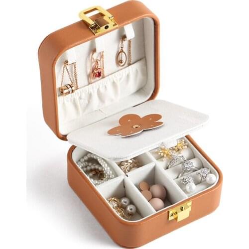 PU Leather Cute Small Jewelry Box Organizer Earring Necklace Ring Storage Travel Jewellery Case Holder Women Luxury Gift Sale