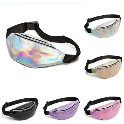 Fashion Women Waist Bags Fanny Pack Running Zip Belt Clutch Purse Money Case Pouch Holiday Bag Black Gold Silver