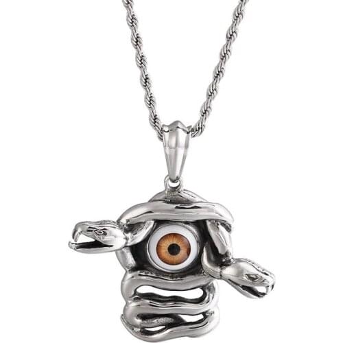 Punk devils eye fashion titanium steel zodiac snake king pendant domineering male stainless steel