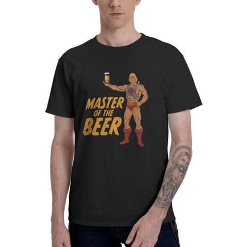 Mens Vintage He-Man And The Masters Of The Universe Beer T-Shirt Funny Eternia Tshirt Short Sleeve T Shirt Cotton Tee Top Gift