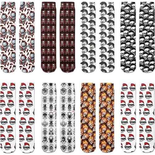 Creativity Punk Skull Crossbones Funny Socks Women Men Novelty Casual Happy Socks Unisex Breathable Compression Straight Socks