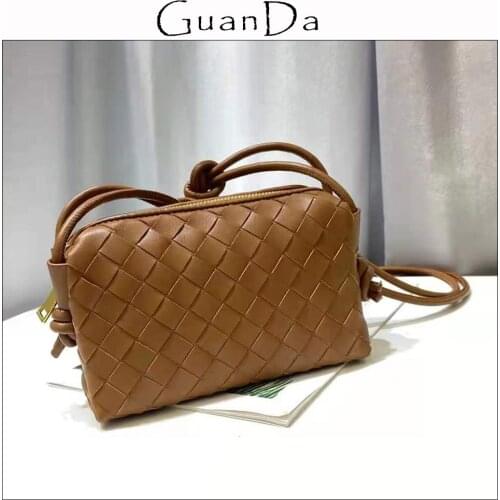 New Fashion Luxury Weave Leather Crossbody Bag Women Small Casual Knitting Leather Female Shoulder Pouch Phone Handbag And Purse