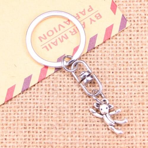 New Fashion Keychain 19x10mm gymnastics lovely bear Pendants DIY Men Jewelry Car Key Chain Ring Holder Souvenir For Gift