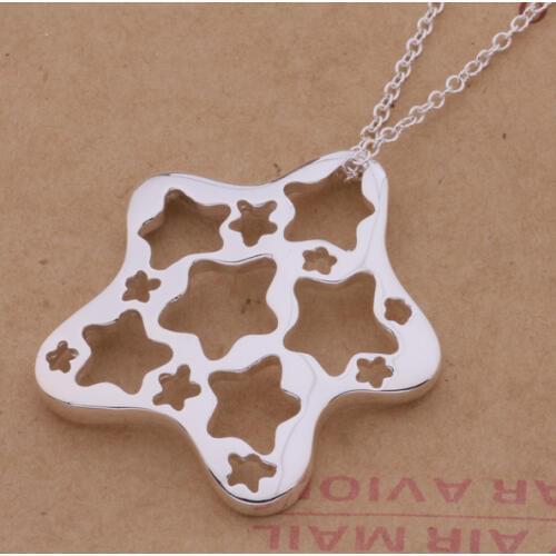 Wholesale Charm Silver Color Pendants For Women Fashion Jewelry Necklace Lady Fashion Jewelry Pendant Multiple Pentagram AN418