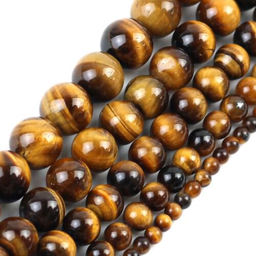 Wholesale AAA Natural Stone Brown Gold Tiger Eye Beads Stone Beads 4mm 6mm 8mm 10mm 12mm For Jewelry Making Bracelet Necklace