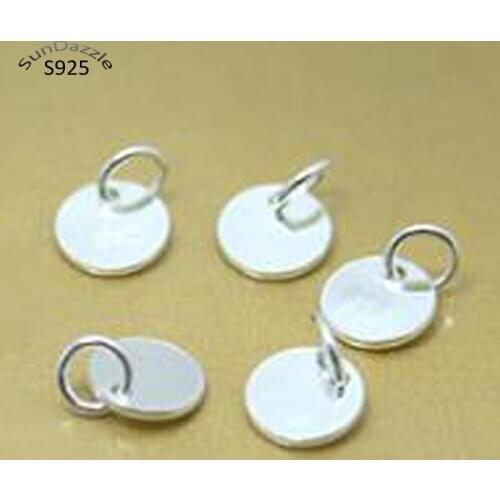 6mm Real Pure Solid 925 Sterling Silver Round Tag Pendant Inscribe Letter Logo Bracelet Necklace Jewelry Making Wholesale 10pcs