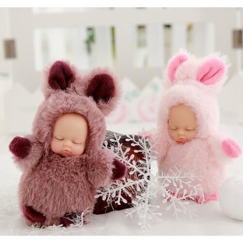 Baby accompany sleeping soothing doll Cute sleeping doll key buckle pendant childrens gift toys company gift