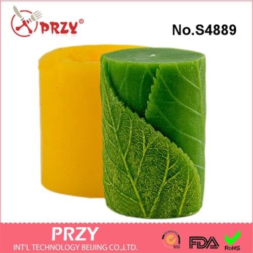 Silicone Molds Cylinder Handmade Soap Mold Candle Mould New Year Mold Aroma Stone Rubber PRZY 001 with Leaves 3D Eco-friendly