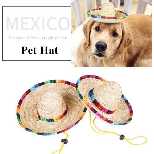Pet Dogs Straw Hat Mini Sombrero Cat Sun Hat Beach Party Straw Hats Dogs Hawaii Style Hat For Dogs Funny Accessories