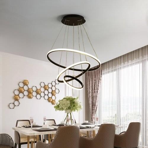 Modern Nordic Black LED Ceiling Chandelier Indoor Light Fixtures For Bedroom Living Room Restaurant Lamp Brightness Adjustable