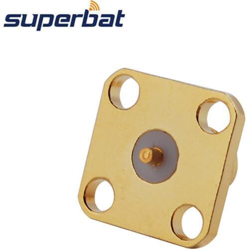 Superbat RP-SMA Jack (Male Pin) Straight 4 Hole Panel Mount Solder Cup Contact RF Coaxial Connector