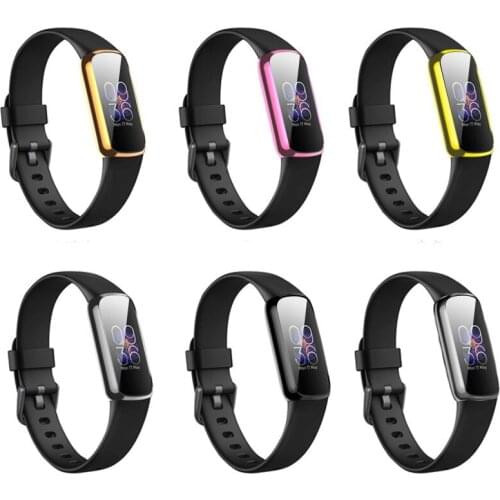 TPU Soft Full Screen Glass Protector Smartband Case Shell Edge Frame For Fitbit Luxe Band Protective Bumper Cover Accessories