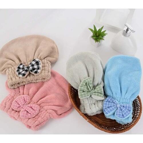 Microfiber Shower Cap Sauna Hat Absorbent Hair Dryer Wrap Towel Bath Turban for Woman 25x28cm TJ2414