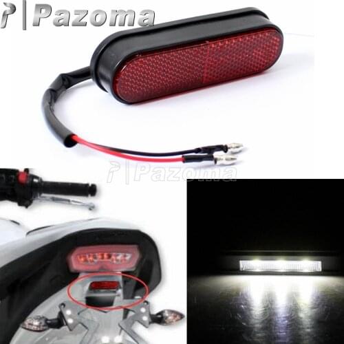 Motorcycle Universal LED Rear Tail Red Reflector License Plate Light White Light Custom Emark Number Plate Light
