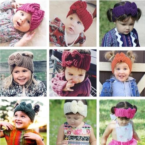 Knitted Bow Baby Headband Kids Baby Bows Turban Head Band Winter Warm Children Infant Hairband Haarband Baby Hair Accessories