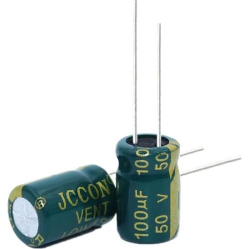 20pcs High frequency low resistance aluminum electrolytic capacitor 50v100UF 100uf50v volume: 8x12