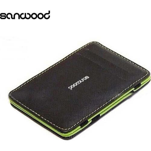 New Trendy Mens Fashion Faux Leather Magic Credit Card ID Money Clip Slim Wallet Holder