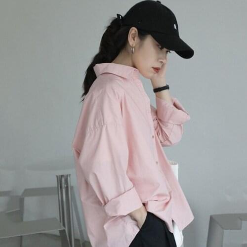 Office Lady Solid Color Women Blouse Shirt Chic Long Sleeve Button Cotton Ladies Shirt 2021 Autumn Turn-Down Collar Female Tops