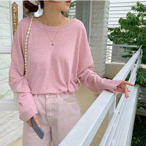 Women Cotton Linen Long Sleeve T-shirts New Autumn Simple Style Vintage V-neck Female Loose Casual Tops Tees