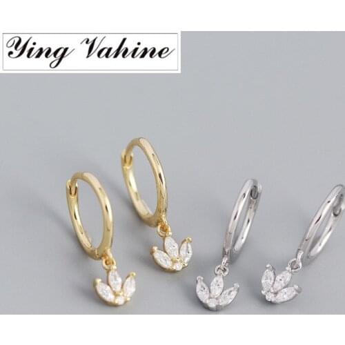 Ying Vahine New Arrival 100% 925 Sterling Silver White Zircons Pendant Drop Earrings for Women