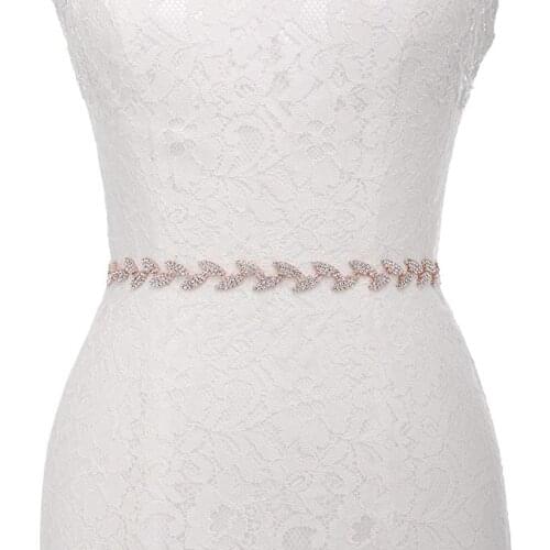 Handmade Crystal Silver Leaf Satin Bridal Sash Wedding Belt Rhinestone Wedding Belt Female Cummerbunds Wedding Dress Accessory