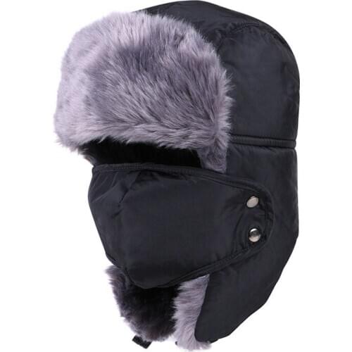 Winter Warm Earflap Bomber Hats Caps Scarf Men Women Russian Trapper Thermal Hat Trooper Earflap Snow Ski Hat Face Cover Cap