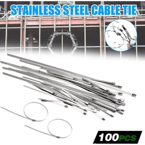 100PCS Multi-Purpose Locking Cable Metal Zip Ties Stainless Steel Self Locking Zip Tie EL