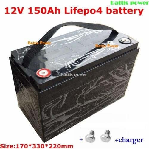 12V 150AH Lifepo4 Batterie with 100A Discharger BMS for Golf Carts ATV Dune Buggy EV Solar Storage Motorhomes Boats 10A Charger
