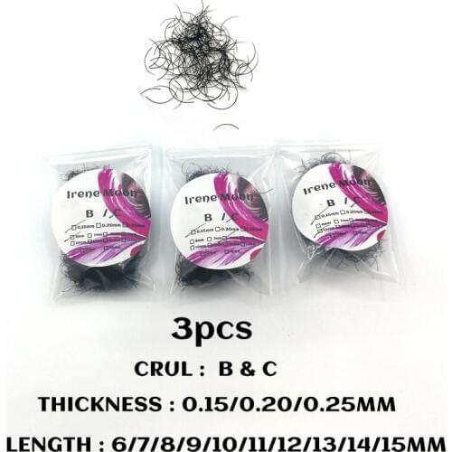 3 Bags Synthetic False Eyelashes Individual Bulk Fake Eyelashes Grafting Eyelashes Extension B/C Curl 0.15/0.20/0.25mm 6-15mm