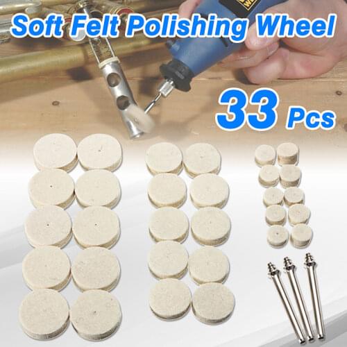 New 33Pcs/Set Soft Felt Polishing Buffing Wheel Mop Pad Compound For Dremel Rotary Polishing Tool