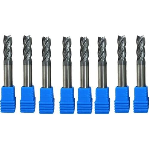 8pcs End Mills Set 4 Flutes for Steels,Square CNC Carbide Milling Cutter Dia 4mm TiAIN Coated Spiral Router Bits