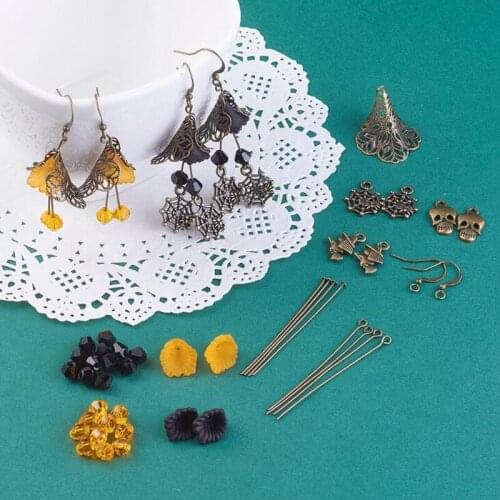 Acrylic pointed flower Zinc alloy Skull Charms pendant DIY handmade Drop Halloween earrings pendant material accessories