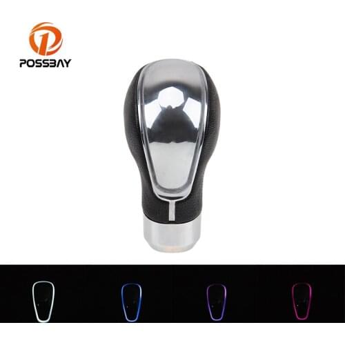POSSBAY Car Multicolor LED Light Gear Shift Knob Touch Sensitive Sensor Gear Car Interior Decorate Universal for Most Manual Car
