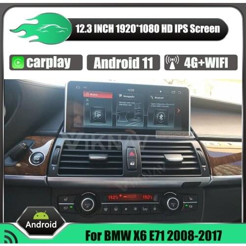 12.3 inch car radio GPS head unit for BMW X6 E71 CCC CIC NBT 2008-2017 support 8 core 256GB android 11 CarPlay multimedia player
