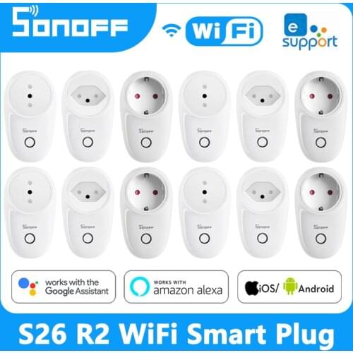 SONOFF S26R2 Wireless Smart Socket WiFi Plug Tiemr Switch Status Sync eWelink APP Works With Alexa Google Home Assistant Hot
