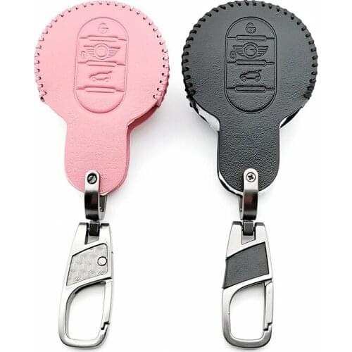 Leather Cover Case Car Key For BMW MINI Cooper S R50 R53 F54 F55 F56 4 Button Remote Key Holder Cover Car Styling