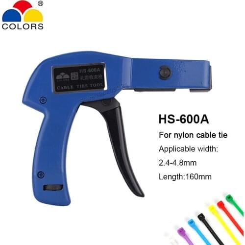 Nylon Cable Tie Gun for width 2.4-4.8mm Cable Tie Pliers Tension Cutting Tie HS-600A Hand Fastening Tool